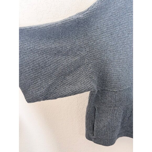 Pure Jill Wool Blend Knit Poncho Sweater XL Gray Pockets Oversized Boxy Relaxed - Picture 5 of 9